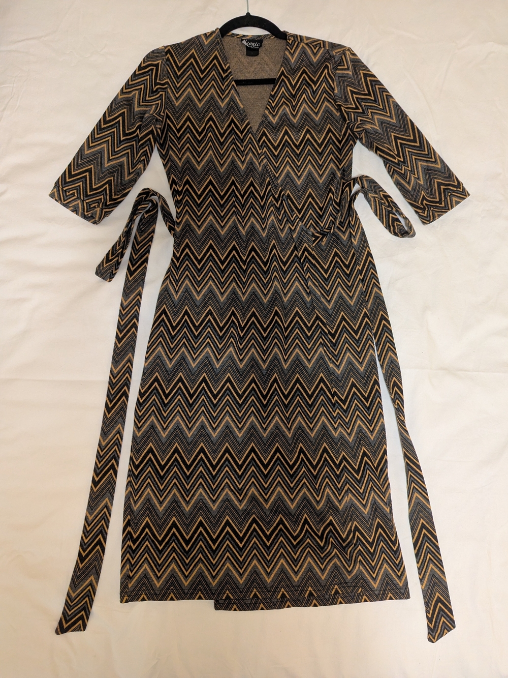 Bionic - Black and Gold Chevron Wrap Dress